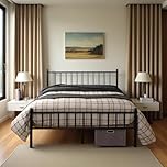 buybyroom Small Double Bed Frame, Metal Bed Frame with Underbed Storage, Suitable for 120x190 cm Mattress, Suitable for Adults and Children, Black