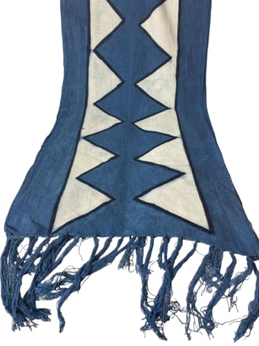 Blue African Mudcloth Scarf/Bogolan Boho Scarf/Unisex Handmade Scarf/Bogolan Mudcloth Scarf/Scarves/Gift for Her/Gift for Him/Chrismas Gift