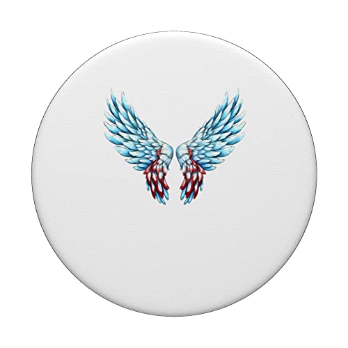 Veterans day, 4th of July patriotic wings angel usa flag PopSockets Swappable PopGrip, Black - Image 3