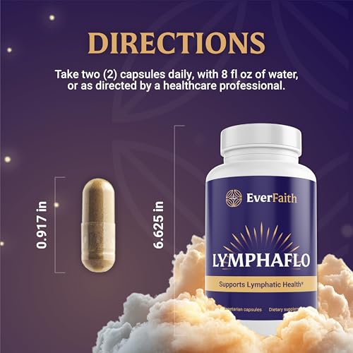 EVERFAITH LymphaFlo - Lymphatic Drainage Supplement - Lymph System Support - with Bromelain, Echinacea, Dandelion, Burdock Root, Lemon Powder & More - Vegetarian, Gluten Free, Non-GMO - 60 Capsules - Thumbnail 4