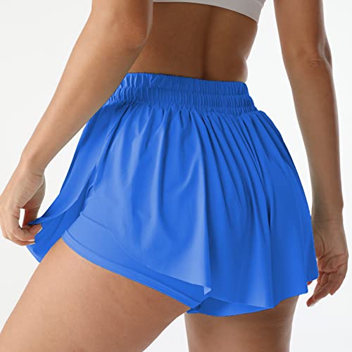 Image of Flowy Athletic Shorts for Women Running Tennis Butterfly Shorts Girls 2-in-1 Double Layer Quick-Drying Comfy Shorts