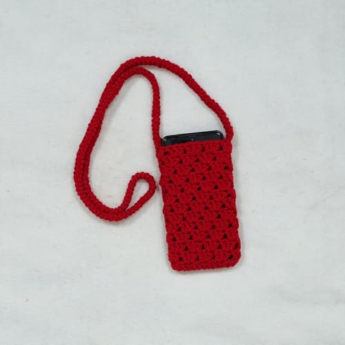 Image of Mobile phone Crochet sling bags for ladies- tightly knit with acrylic yarn.