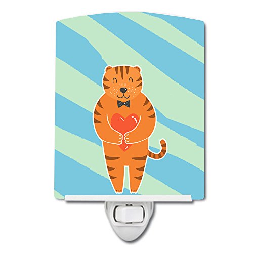 Lámpara de mesa de noche de cerámica con diseño de tigre miniatura 1