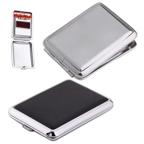 Caja de cerillas de acero inoxidable, pack de 2 unidades impermeables con placa de fricción