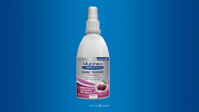 Mucinex Instasoothe Sore Throat Spray for Oral Pain Relief, Throat Numbing Spray with Benzocaine & Menthol Starts to Work on Contact, Cherry Flavor, 3.8 Fl Oz