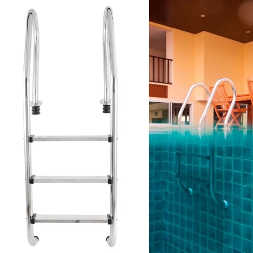 Escalera para piscina de acero inoxidable con 3 peldaños antideslizantes miniatura 6