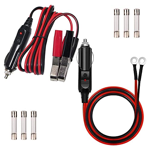 GTIWUNG Pinza de cocodrilo para encendedor de cigarrillos, Cable Conector Macho para Mechero de Coche de 12 V-24 V a Cable de Conexión para Terminales de Ojal, 16AWG Macho Enchufe Mechero Adaptador