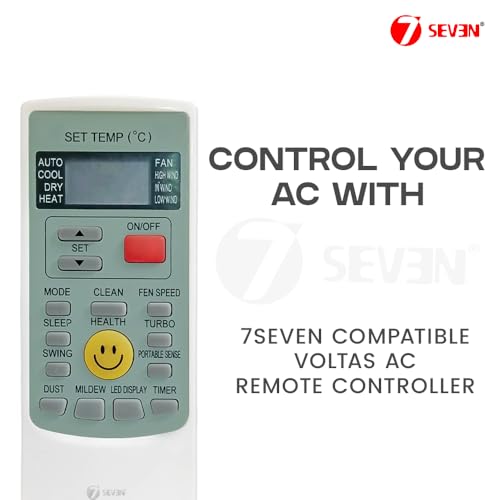 Image of 7SEVEN Compatible Air Conditioner remotes for Original Voltas AC Remote Control Suitable for 1 1.5 2 ton Split or Window ac - Match Exactly with Old Model 45A Remote for Better Performance