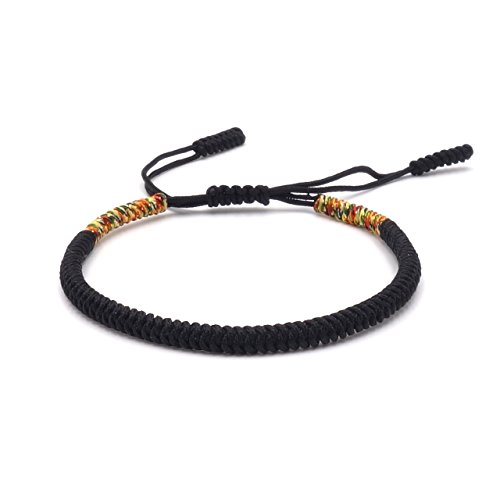 Preisvergleich Produktbild BENAVA Tibetisches Armband Freundschaftsarmband - Buddhistischer Schmuck Handgemacht Minimalistisch Schwarz Bunt