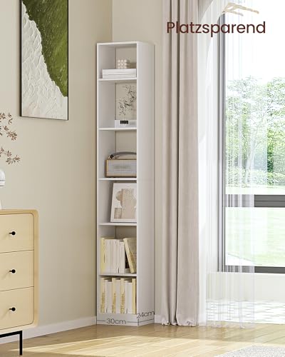 Hzuaneri Bücherregal, 6-Tier Bücherschrank, Würfelregal, Modernes offenes Regal aus Holz, Aufbewahrungsregale und Präsentationsregale für Wohnzimmer, Home Office, Schlafzimmer, Weiß BC09603X