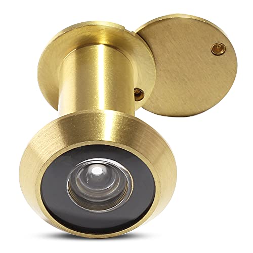 BokWin Door Viewer, Solid Brass HD Glass Lens 200-degree Door Viewer with Heavy Duty Rotating Privacy Cover for 1-3/8