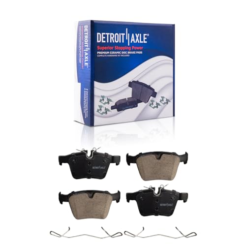 Image of Detroit Axle - Rear Brake Pads for Volvo C40 S60 XC60 XC90, V60 V90 Cross Country Jaguar XF XE E-Pace, Land Rover Discovery Sport Range Rover Velar, Ceramic Brake Pads with Hardware Replacement