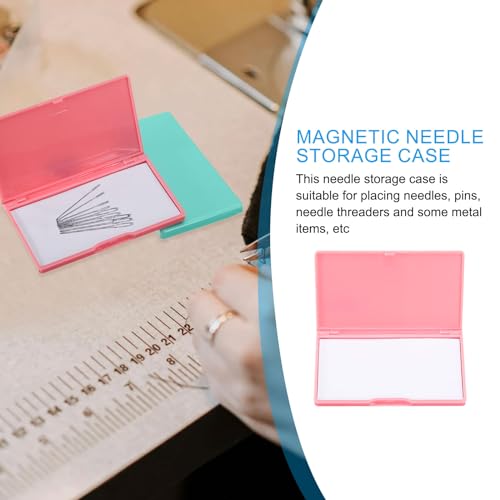 Image of PATIKIL Magnetic Needle Storage Case, 2 Pcs Plastic Portable Sewing Pin Keeper Needle Organizer Box Container for Embroidery Knitting Stitching, Pink