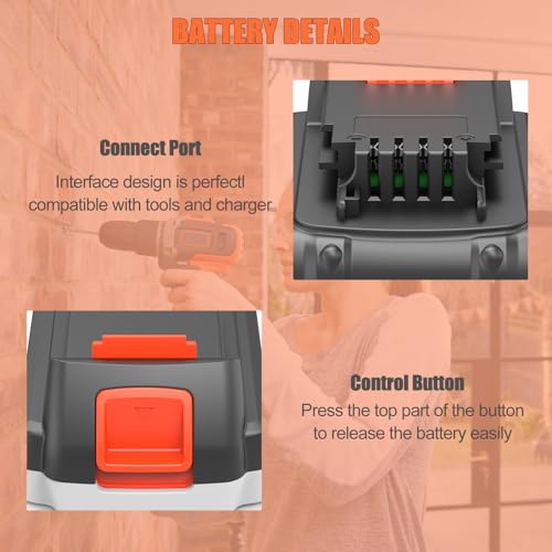 PEYESTEN 2 Pack Extended Capacity 3.0Ah 20v Battery Replacement for Black and Decker 20 Volt Max Lithium Battery LBXR20, Compatible with All Black and Decker 20v Cordless Power Tools and Charger.