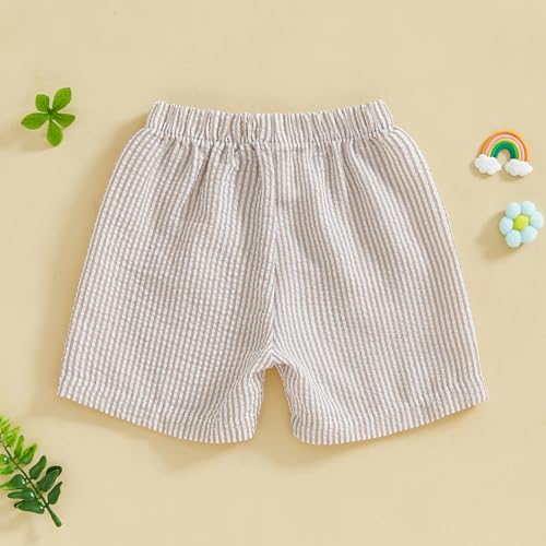 Toddler Kids Baby Boy Girl Gingham Seersucker Shorts Elastic Waist Striped Shorts Summer Casual Short Pants Bottoms2