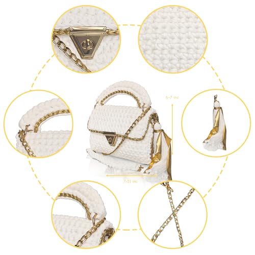 Image of Evening Clutch Bag for Women, Handmade Crochet Wedding Party Purse, Small Flap Formal Crossbody Handbag Evening Clutch