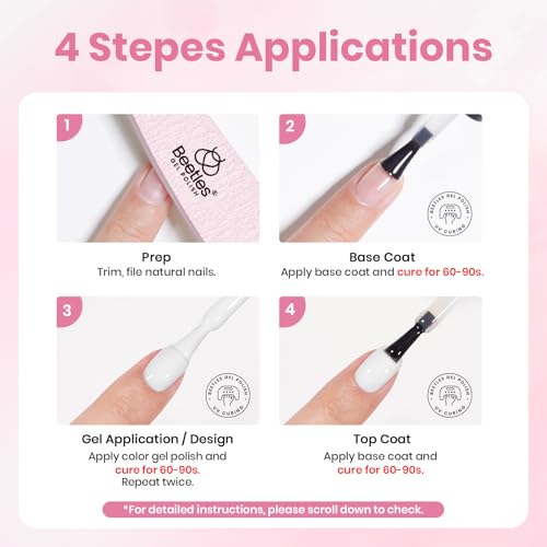 Image of Beetles 5 Pcs White Gel Nail Kit with U V Light, 10ML HEMA-Free Cloud White Gel Polish Set Portable Manicure Kit with Base & Top Nails File Coat Soak Off Home Travel Salon Tools Gifts for Women Girls