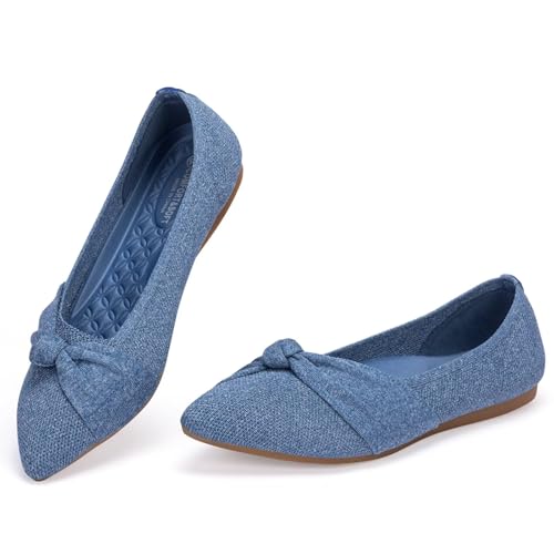 Image of Frank Mully Womens Pointed Toe Flats Knit Dress Shoes Comfort Women Shoes Softable