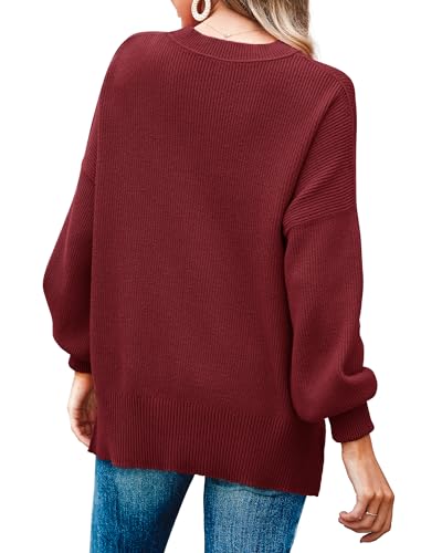 Image of Imily Bela Womens Oversized Tunic Sweaters Fall Slouchy Long Sleeve Ribbed Knit Side Slit Pullover Jumper