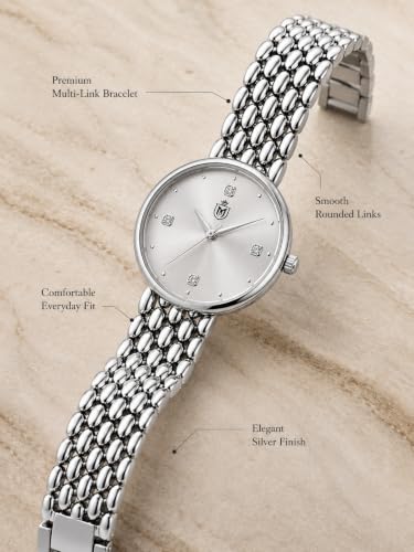 Image of MOOVER Analog Watch for Women & Girls | Luxury Bracelet Style Ladies Wrist Watch | Crystal Dial with Premium Stainless Steel Chain Strap | Fashion Watch for Daily Wear, Party & Gift