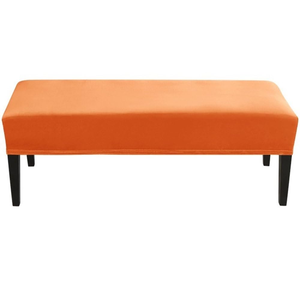RTSFKFS Bench Covers Slipcover Rectangle,Bench Cover Stretch Velvet Bench Slipcover Extra Long Washable, Removable, Non-Slip for Dining Room Outdoor Furniture (Color : Orange, Size : 112-150cm)