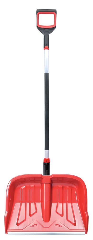 Lot de 2 pelles à neige ergonomiques - Pour petites et grandes quantités de neige - Lame en plastique, bord en aluminium, manche en aluminium avec zone de préhension séparée.