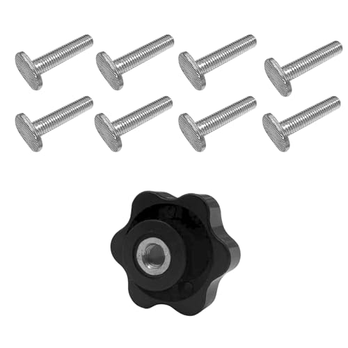 Image of 20 pcs T Bolts (M8 1-1 /2 inch Long) and 5 pcs 6-Star Clamp Knobs and Compatible with T Track Accessories Feather Boards Woodworking jigs and fixtures