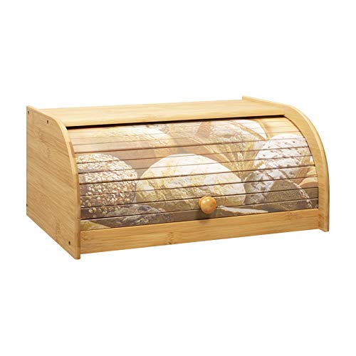 Woodluv - Panera de bambú natural para cocina, 40 x 25,5 x 17,5 cm