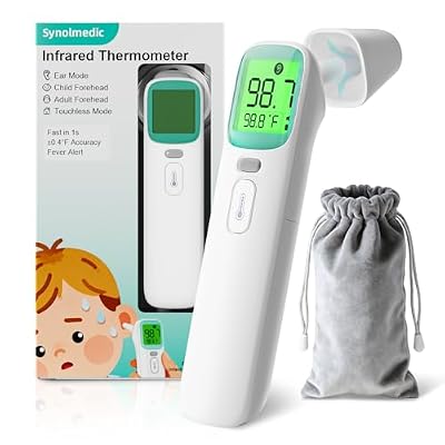 Synolmedic Ear Thermometer for Kids and Adults - Baby Thermometer FSA-HSA Eligible, Digital Infrared Thermometers 1S Reading, Accurate Forehead Termometro with Fever Alarm, 40 Memories (Green 1 Pack)