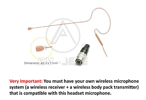 Av-Jefe Mini Beige Color Earhook Microphone_Hirose Locking Mini 4 Pin Connector Hrs_For Audio-Techncia Wireless Systems #TOP1