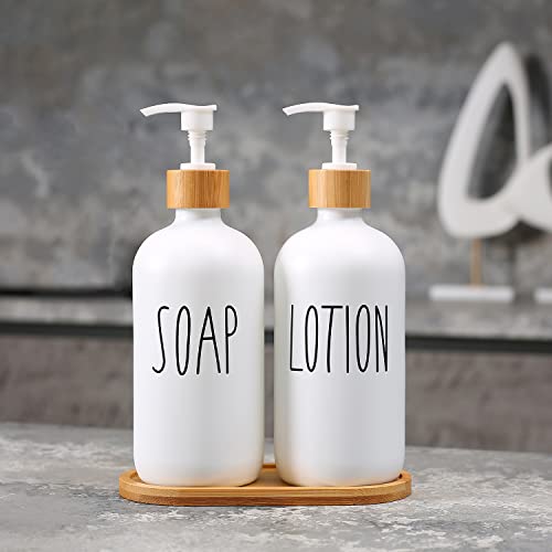 Image of MOMEEMO White Soap Dispenser Bathroom Set, Soap and Lotion Dispenser Set Suitable for Bathroom Accessories Decor. (White)