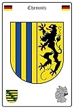Ecken abgerundet & gebohrt NWFS Stadt Chemnitz Wappen Straßen Blechschild Metallschild Schild Metal Tin Sign gewölbt lackiert 20 x 30 cm