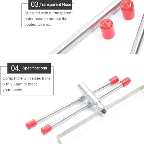Aplicador manual de película húmeda para recubrimiento de barras de alambre de acero inoxidable para laboratorio e industria. Mango antideslizante con agarre cómodo que reduce la presión