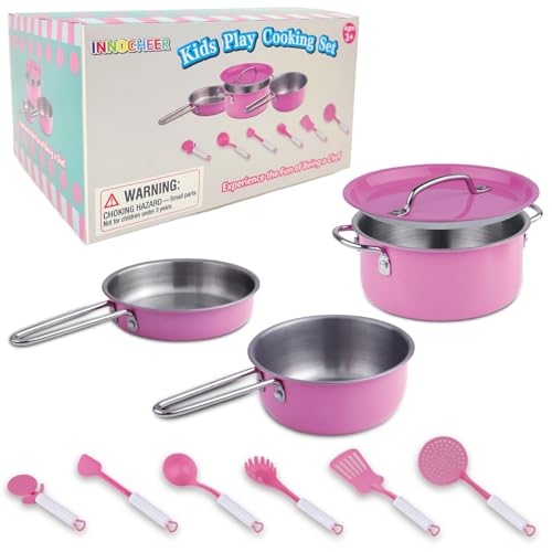 INNOCHEER Kids Kitchen Playset, Pretend Play Cooking Toys with Play Pots, Pans, Utensils Cookware Toys, Toddler Kitchen Set.