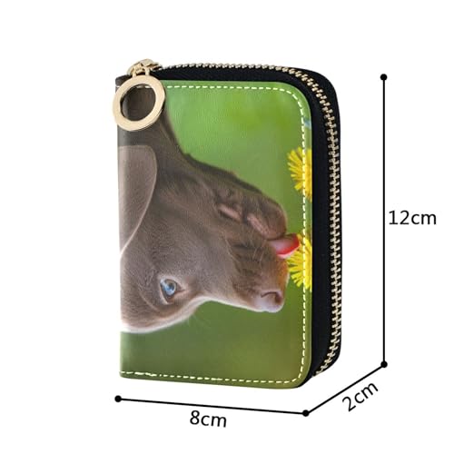 Floral Women's Wallets Zip Around RFID Blocking Credit Card Holders Cute Chocolate Labrador Flowers Zipper Travel Wallet with Key Ring3