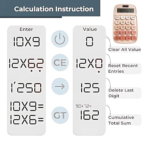 Image of Desktop Colorful Calculator 12 Digit, Dual Solar Power and Battery LCD Display, Easy to Press Big Buttons for Home, Office, School, College Class and Business Use, Pink