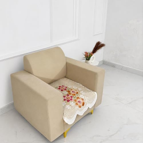 Image of Homerz Premium 'Surya Series' Sofa Cover | Stylish Sofa Protector | Net Fabric | Anti-Stain & Washable Slip Cover Exact Size Antislip (Exclusive Yellow, 1 Seater, Only Seat Cover)