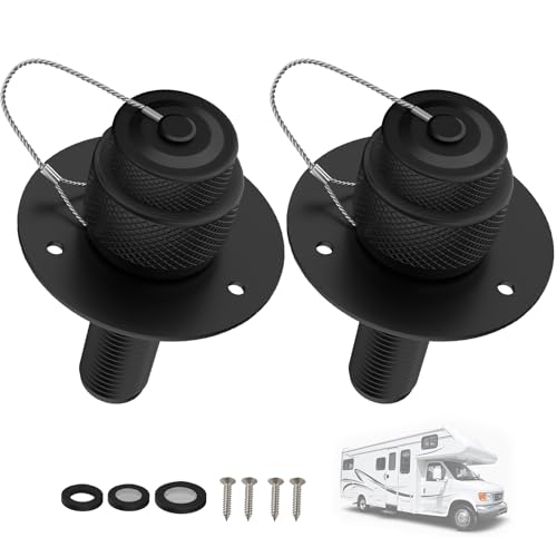 Image of 2 Pack All Metal RV City Water Inlet with Check Valve RV Water Inlet -rv Water Fill Inlet Leak Proof & Universal Fit for RV Camper Motorhome Trailer Marine -Black