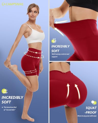 Image of CAMPSNAIL 4 Pack Biker Shorts for Women High Waist - 5 inch /8 inch Tummy Control Soft Athletic Yoga Workout Running Gym Shorts
