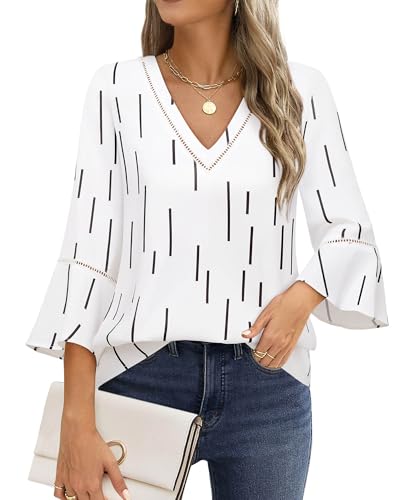 Timeson Women's Business Casual Tops 3/4 Sleeve Dressy Blouses Office Work Shirts