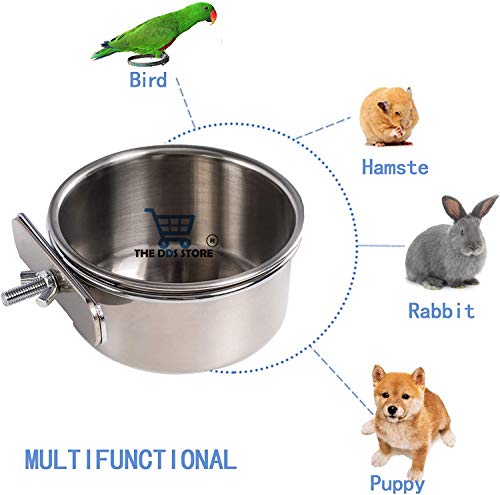 COZY-PUPPIES-Birdcage-Bird-Feeder-Bowls-for-Cage-Parakeet-Food-Dish-Parrot-Feeder-Water-Bowls-Stainless-Steel-Dish-Coop-Cups-for-Small-Animals-Finches-Lovebirds-CLAMP-Holder-200ML-CLAMP-Pack-of-2