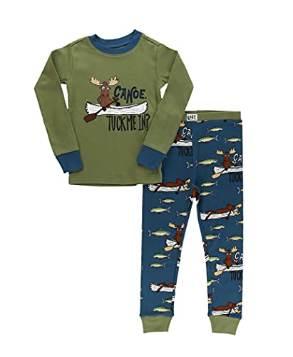 Lazy One Warm Long-Sleeve PJ Sets for Girls and Boys, Cozy, Comfy, Funny Kids' Pajama Sets, Animal, Bear & Moose