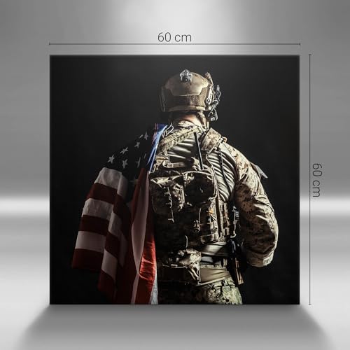 Toile soldat avec un drapeau 60x60cm pour habiller un mur blanc sans âme - 4