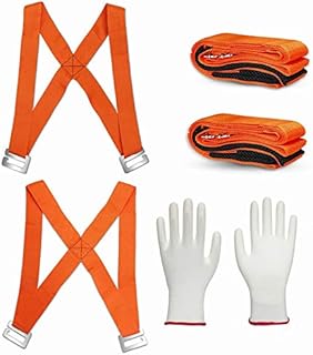 Lifting And Moving Straps,2-Person Moving System with Foam Pad 13 Feet ,Heavy Object UpTo 800Lbs - Easily Move, Lift, Carry,And Secure Furniture& carrying straps With Bonus Slip-Proof Gloves By LUESBOEK (Orange)