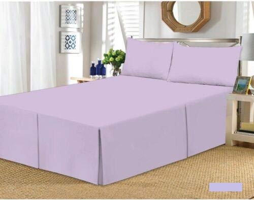 Pleated Base Valence sheet Plain Dyed 50:50 Poly Cotton76X68 Percal Quality (Double, Lilac)