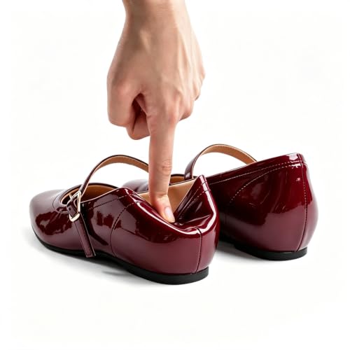 Image of Cusolemore Mary Jane Flat Shoes with Arch Support and Hidden Wedge Heel, Women Ballet Flats, Mary Jane Flats, Comfortable Dress Shoes