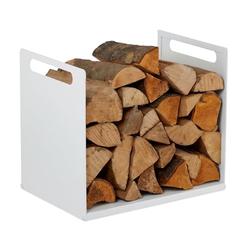 Support à bois de chauffage design moderne en métal robuste blanc - 2