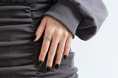 Bokiiway 925 Sterling Silver Cross Ring Christian Religious Ring - Vintage Finger Ring Silver Fashion Party For Women Girl Jewelry Gifts #TOP3