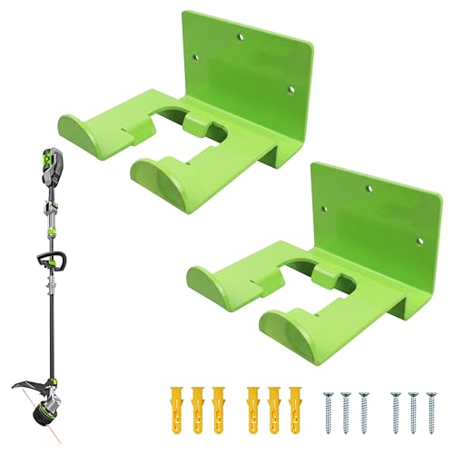 Seaiyomg 2 Pack Wall Mount Power Tool Organizer Garage Storage Rack for EGO Lawn Mower Weed Eater & Trimmer Heavy Duty Wall Mounted Tool Hanger for Lawn Care Tools