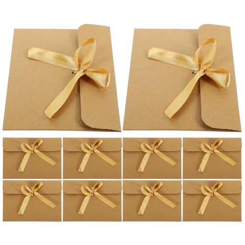 Sobres de Felicitación Vintage con Lazo Dorado de Papel Kraft Opaco Alta Calidad para Oficina